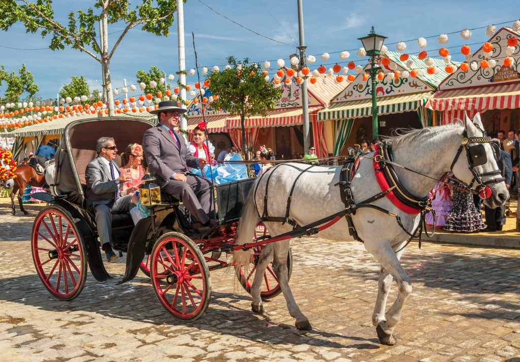 Parade of Carriages in Seville, Spain jigsaw puzzle in Animals puzzles on TheJigsawPuzzles.com