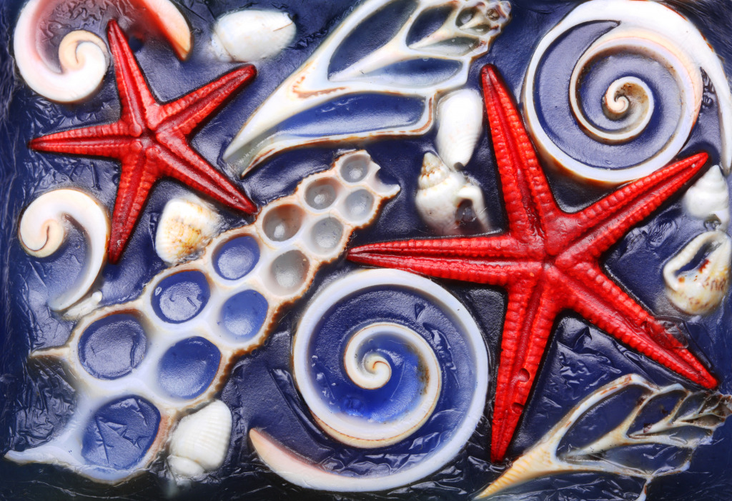 Starfish and Shells In Wax jigsaw puzzle in Under the Sea puzzles on TheJigsawPuzzles.com