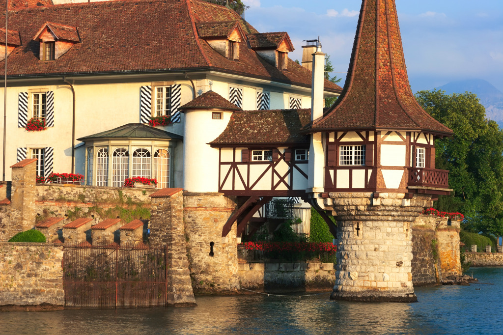 Castle Oberhofen, Thun Lake, Switzerland jigsaw puzzle in Castles puzzles on TheJigsawPuzzles.com