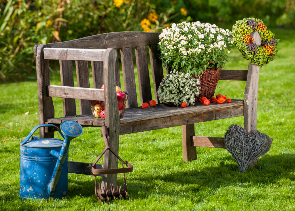 Garden Bench jigsaw puzzle in Flowers puzzles on TheJigsawPuzzles.com
