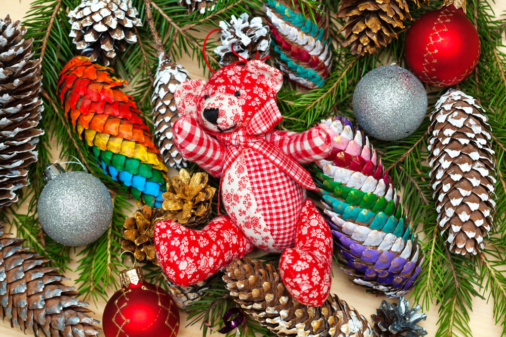 Christmas Tree Teddy Bear jigsaw puzzle in Macro puzzles on TheJigsawPuzzles.com