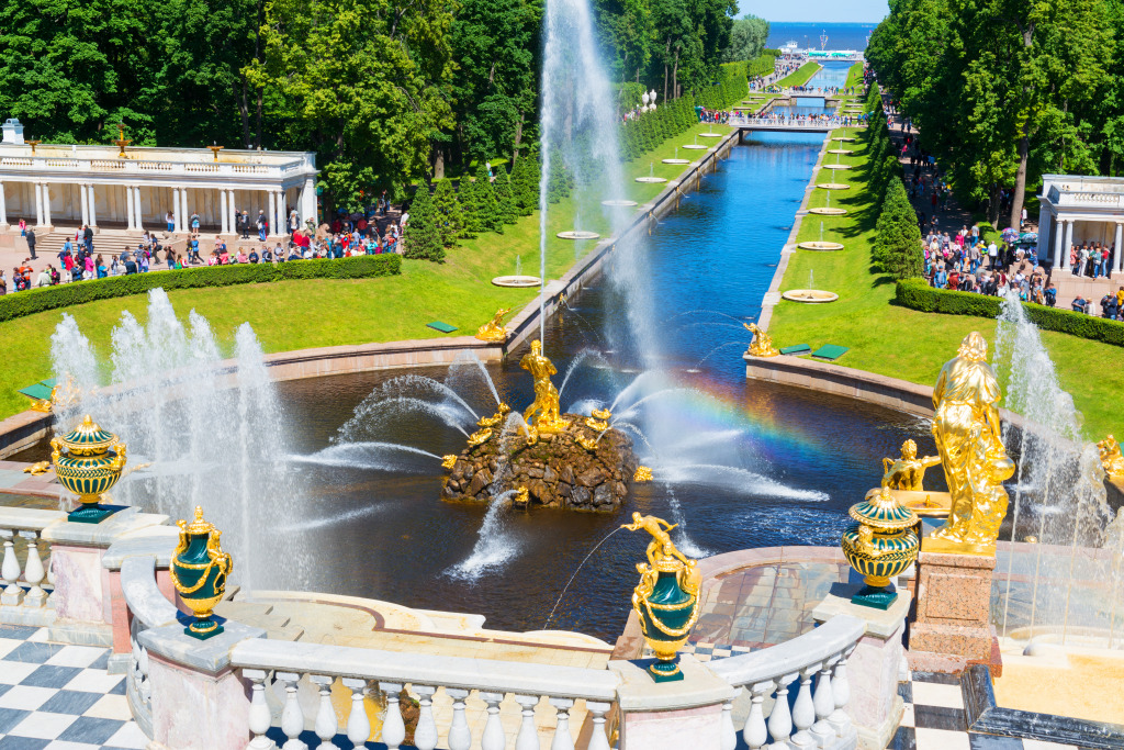Grand Cascade at the Peterhof Palace jigsaw puzzle in Waterfalls puzzles on TheJigsawPuzzles.com