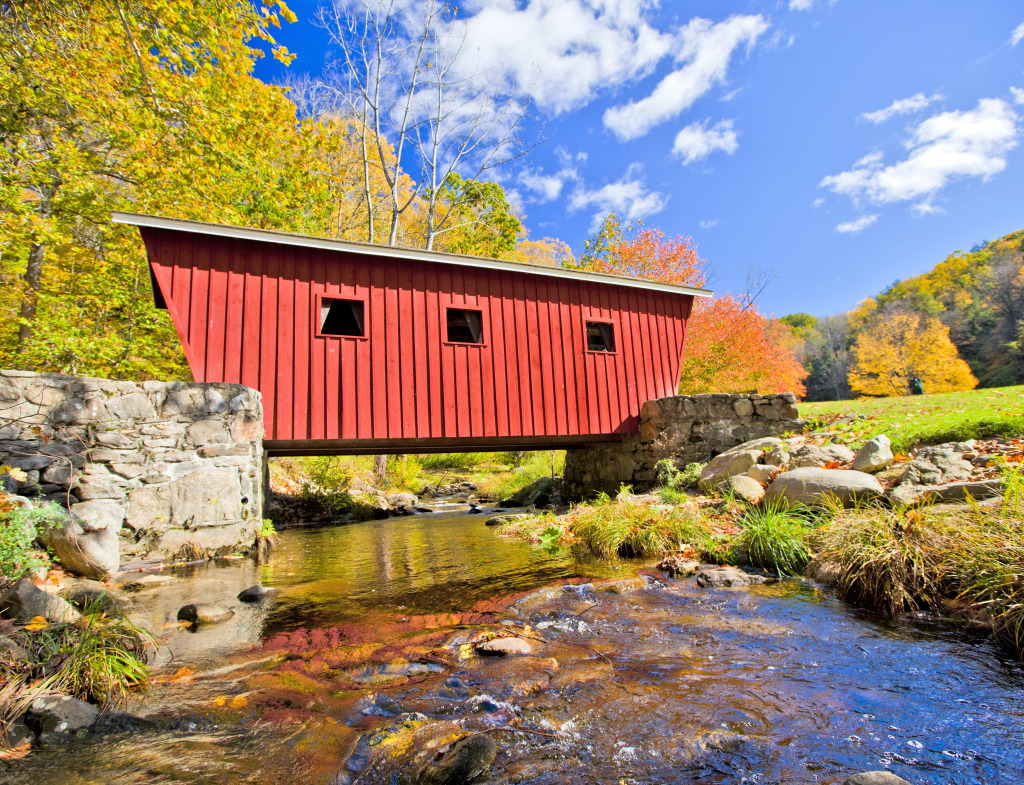 New England Covered Bridge jigsaw puzzle in Bridges puzzles on TheJigsawPuzzles.com