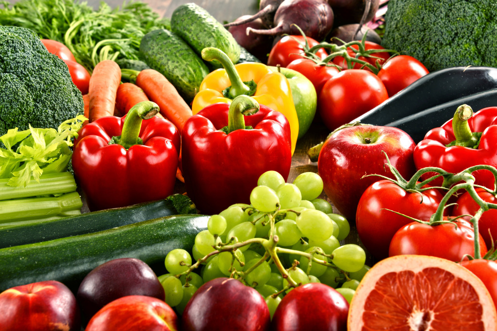 Variety of Vegetables and Fruits jigsaw puzzle in Fruits & Veggies puzzles on TheJigsawPuzzles.com