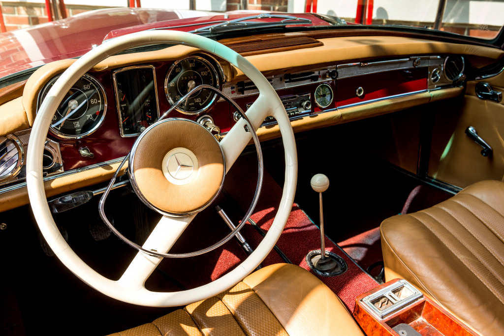 Driver's Cockpit of A Classic Car jigsaw puzzle in Cars & Bikes puzzles on TheJigsawPuzzles.com