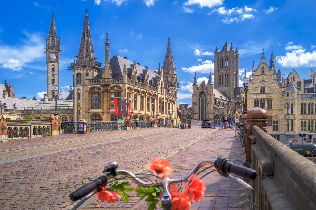 Blue Sky Over Ghent, Belgium jigsaw puzzle in Bridges puzzles on TheJigsawPuzzles.com