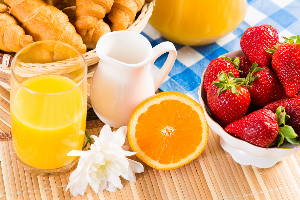 Croissants and Orange Juice jigsaw puzzle in Food & Bakery puzzles on TheJigsawPuzzles.com