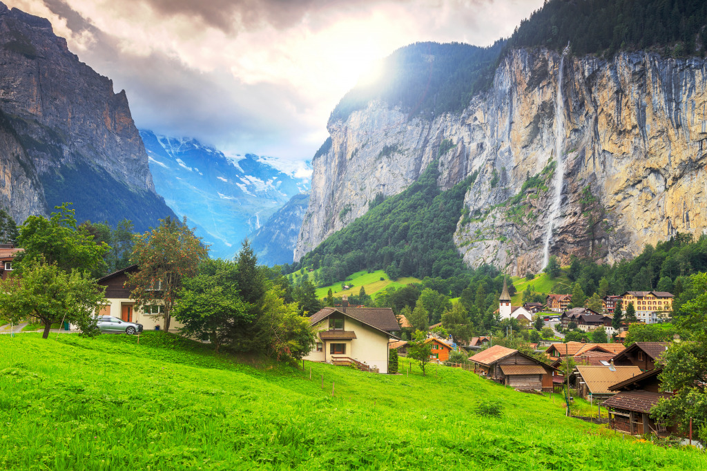 Lauterbrunnen, Switzerland jigsaw puzzle in Waterfalls puzzles on TheJigsawPuzzles.com