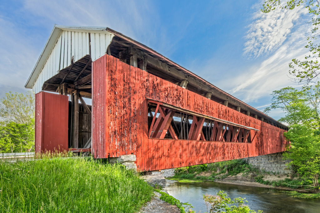 Covered Bridge in Scipio, Indiana jigsaw puzzle in Bridges puzzles on TheJigsawPuzzles.com