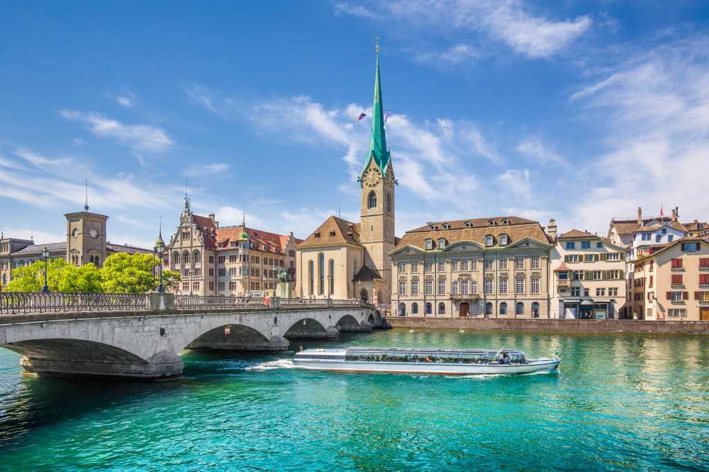 Historic Center of Zurich, Switzerland jigsaw puzzle in Bridges puzzles on TheJigsawPuzzles.com