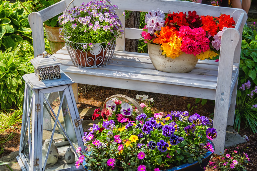 Garden Bench jigsaw puzzle in Flowers puzzles on TheJigsawPuzzles.com