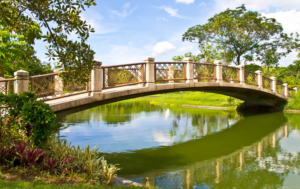 Old Bridge in an Italian Park jigsaw puzzle in Bridges puzzles on TheJigsawPuzzles.com