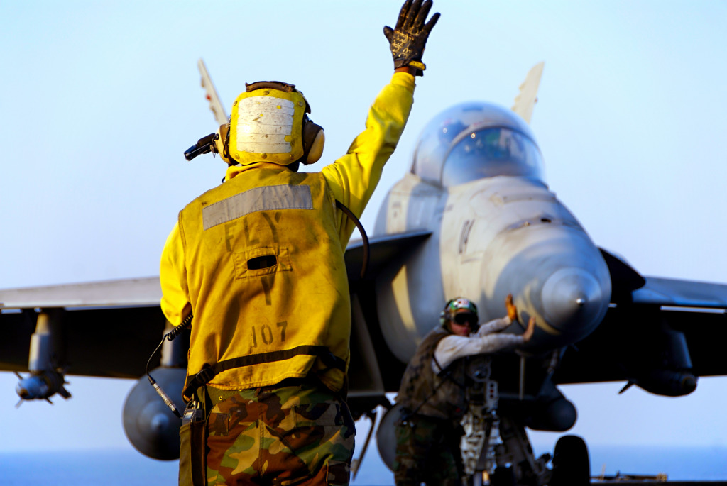 Navy Sailor Directing an F-18 Hornet jigsaw puzzle in People puzzles on TheJigsawPuzzles.com