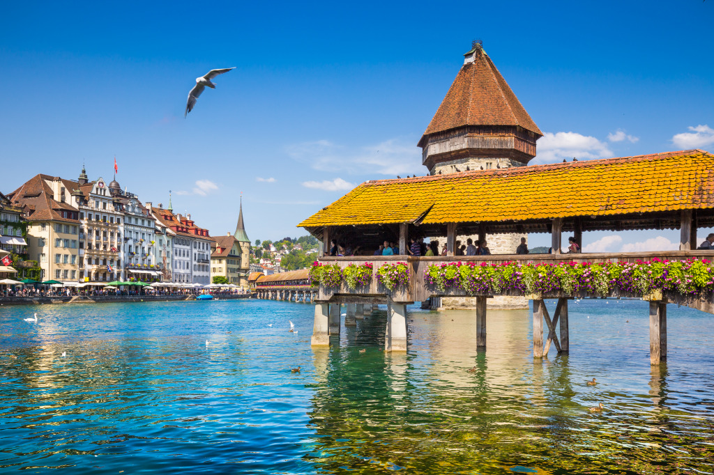 Historic City Center of Lucerne, Switzerland jigsaw puzzle in Bridges puzzles on TheJigsawPuzzles.com