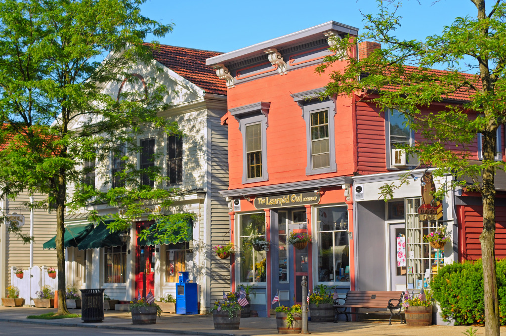 Historic Shops in Hudson OH jigsaw puzzle in Street View puzzles on TheJigsawPuzzles.com