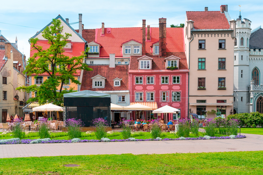 Colorful Cafeteria in Riga, Latvia jigsaw puzzle in Street View puzzles on TheJigsawPuzzles.com