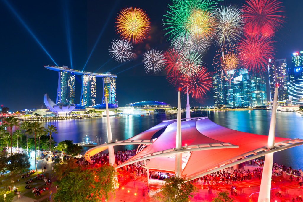 Fireworks in Singapore jigsaw puzzle in Puzzle of the Day puzzles on TheJigsawPuzzles.com