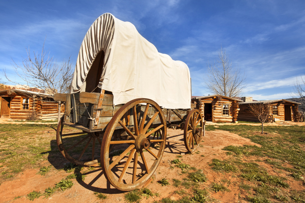 Old Covered Wagon jigsaw puzzle in Puzzle of the Day puzzles on TheJigsawPuzzles.com