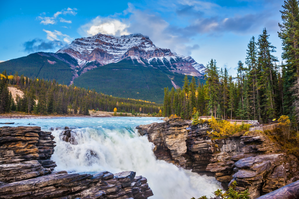 Athabasca Falls, Jasper National Park jigsaw puzzle in Waterfalls puzzles on TheJigsawPuzzles.com