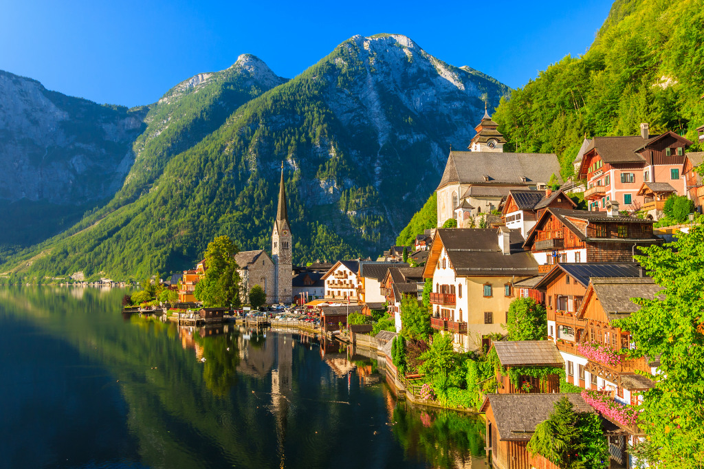 Hallstatt Mountain Village, Austrian Alps jigsaw puzzle in Great Sightings puzzles on TheJigsawPuzzles.com