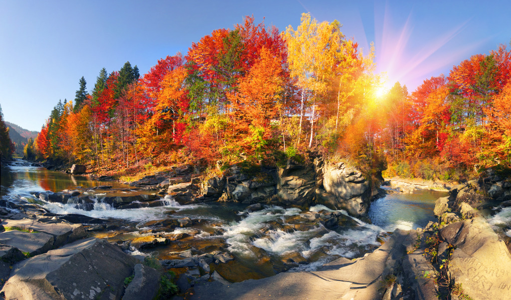 Probiy Waterfall, Prut River, Ukraine jigsaw puzzle in Waterfalls puzzles on TheJigsawPuzzles.com