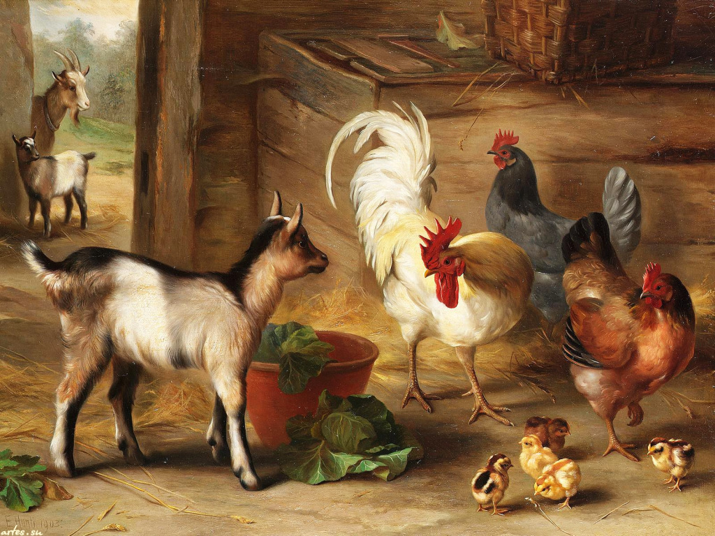 Baby Goats in a Barn jigsaw puzzle in Piece of Art puzzles on TheJigsawPuzzles.com