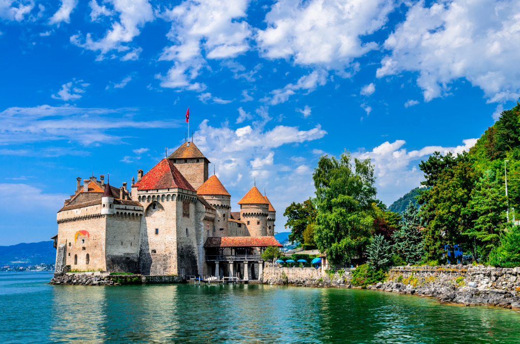 Castle Chillon, Montreux, Switzerland jigsaw puzzle in Castles puzzles on TheJigsawPuzzles.com