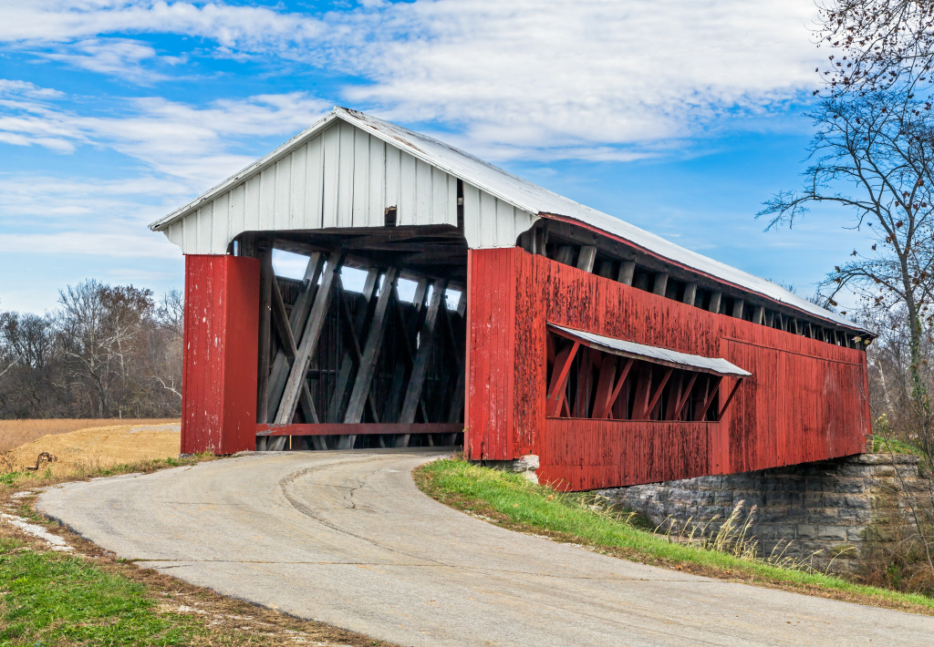 Scipio, Indiana Covered Bridge jigsaw puzzle in Bridges puzzles on TheJigsawPuzzles.com