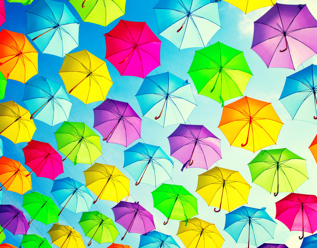 Colorful Umbrellas jigsaw puzzle in Puzzle of the Day puzzles on TheJigsawPuzzles.com