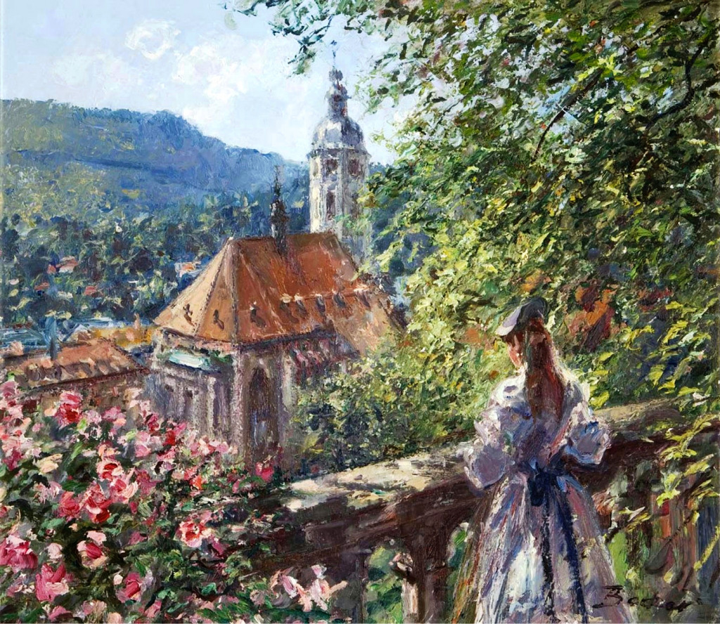 Girl in a Spring Landscape jigsaw puzzle in Piece of Art puzzles on TheJigsawPuzzles.com