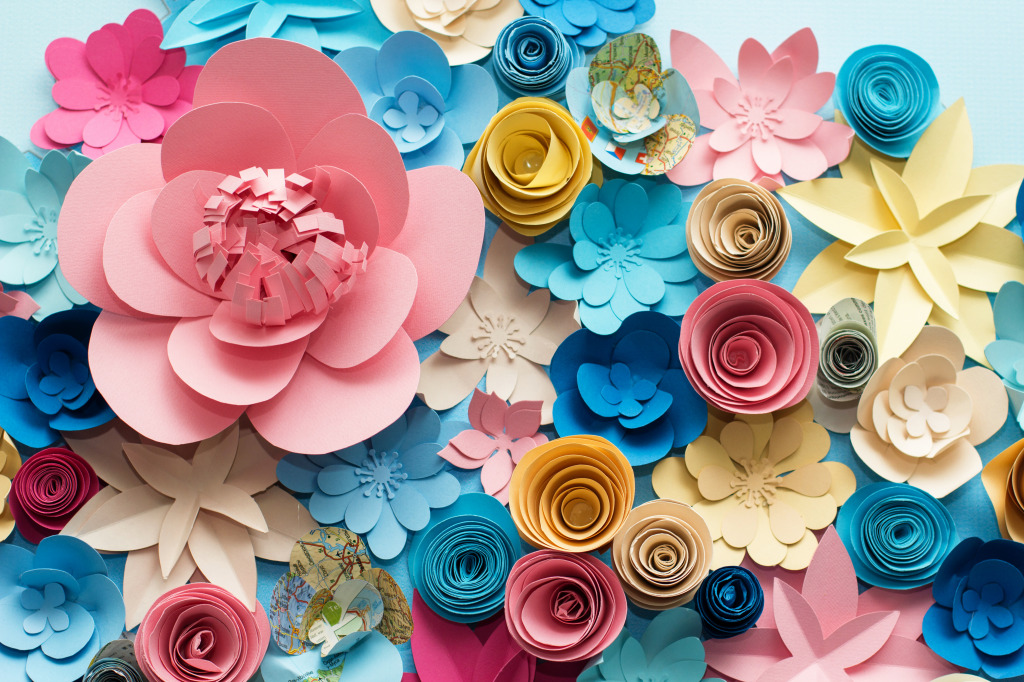 Colorful Paper Flowers jigsaw puzzle in Flowers puzzles on TheJigsawPuzzles.com