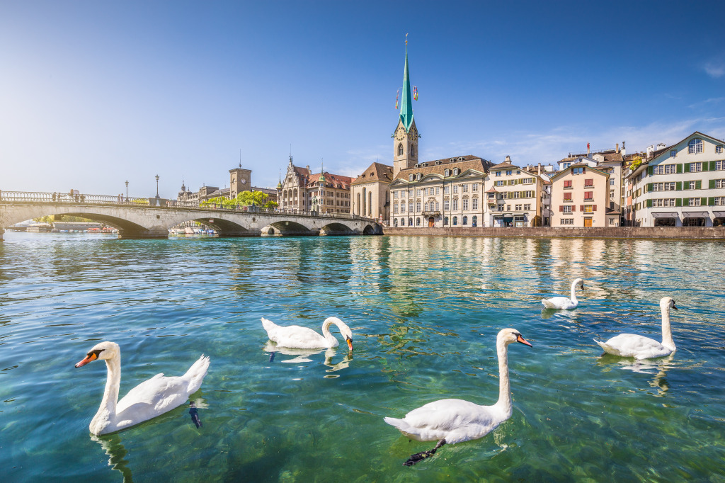 Historic City Center of Zurich jigsaw puzzle in Bridges puzzles on TheJigsawPuzzles.com