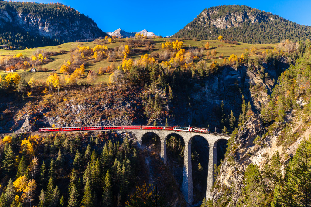 Rhaetian Railway, Canton of Grisons, Switzerland jigsaw puzzle in Bridges puzzles on TheJigsawPuzzles.com