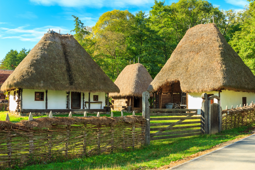 Old Peasant Houses, Astra Village, Romania jigsaw puzzle in Street View puzzles on TheJigsawPuzzles.com