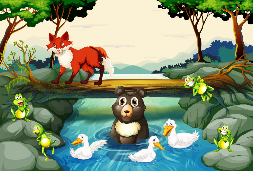 Wild Animals by the River jigsaw puzzle in Animals puzzles on TheJigsawPuzzles.com