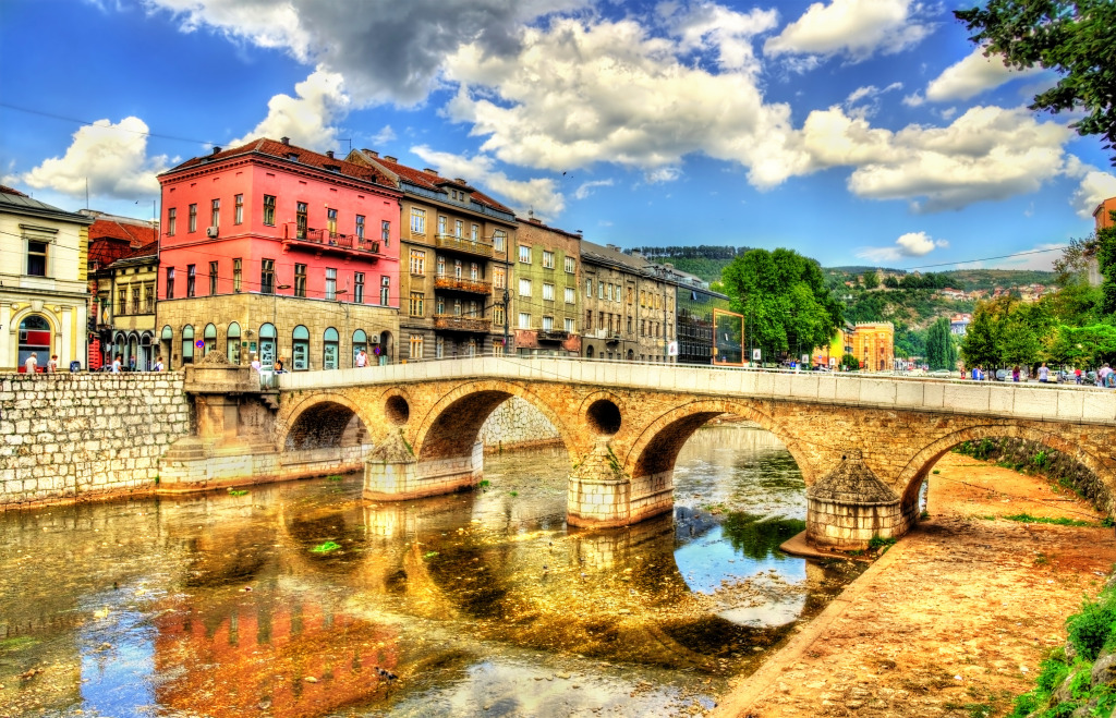 Latin Bridge In Sarajevo, Bosnia jigsaw puzzle in Bridges puzzles on TheJigsawPuzzles.com