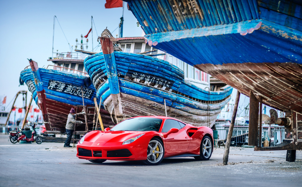 Ferrari 488GTB in Tianjin, China jigsaw puzzle in Cars & Bikes puzzles on TheJigsawPuzzles.com