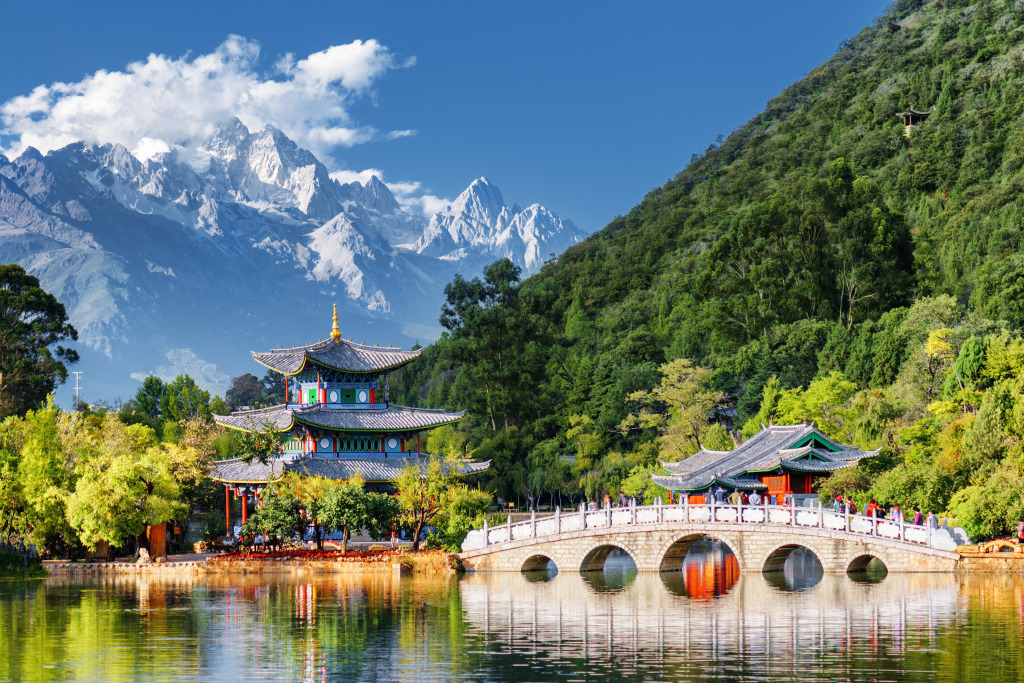 Black Dragon Pool, Lijiang, China jigsaw puzzle in Bridges puzzles on TheJigsawPuzzles.com