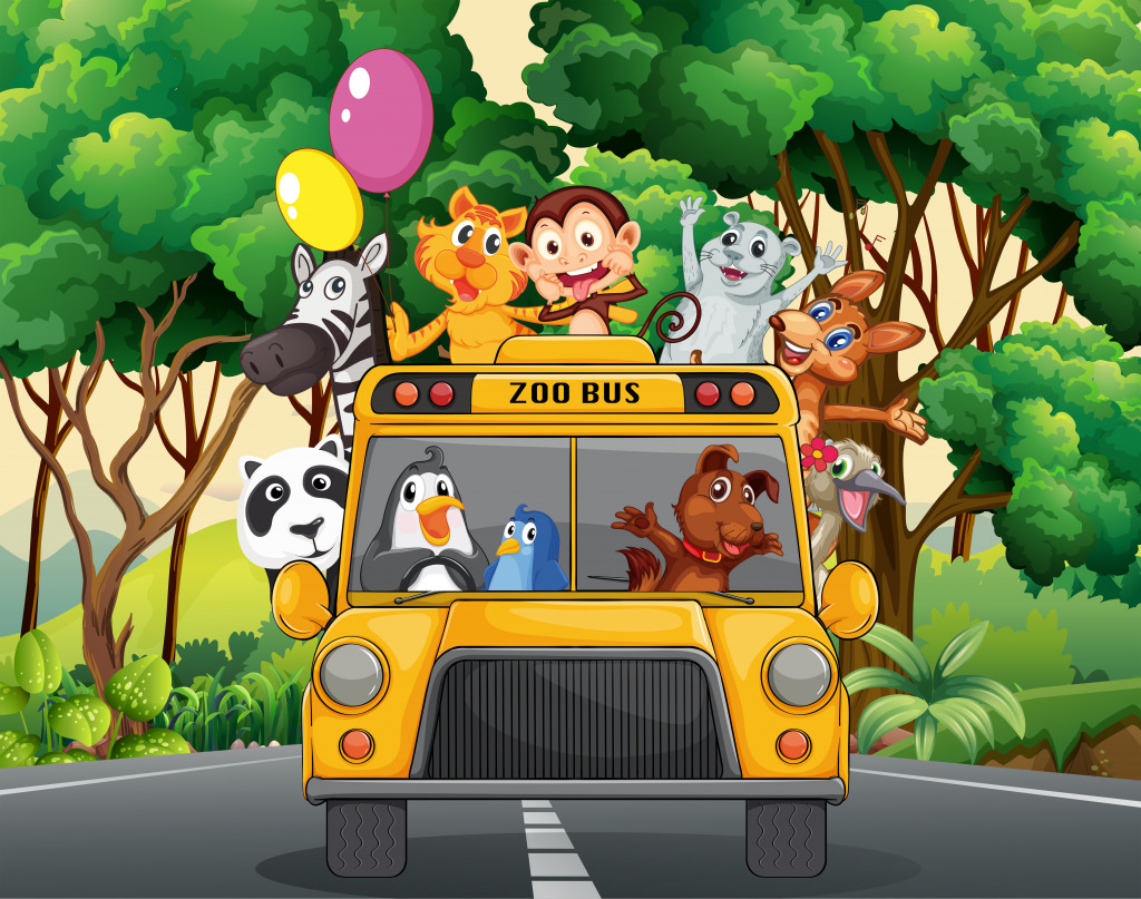 Animals Riding on a Zoo Bus jigsaw puzzle in Animals puzzles on TheJigsawPuzzles.com