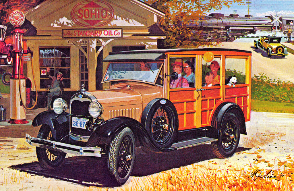 1929 Ford Model A Station Wagon jigsaw puzzle in Cars & Bikes puzzles on TheJigsawPuzzles.com