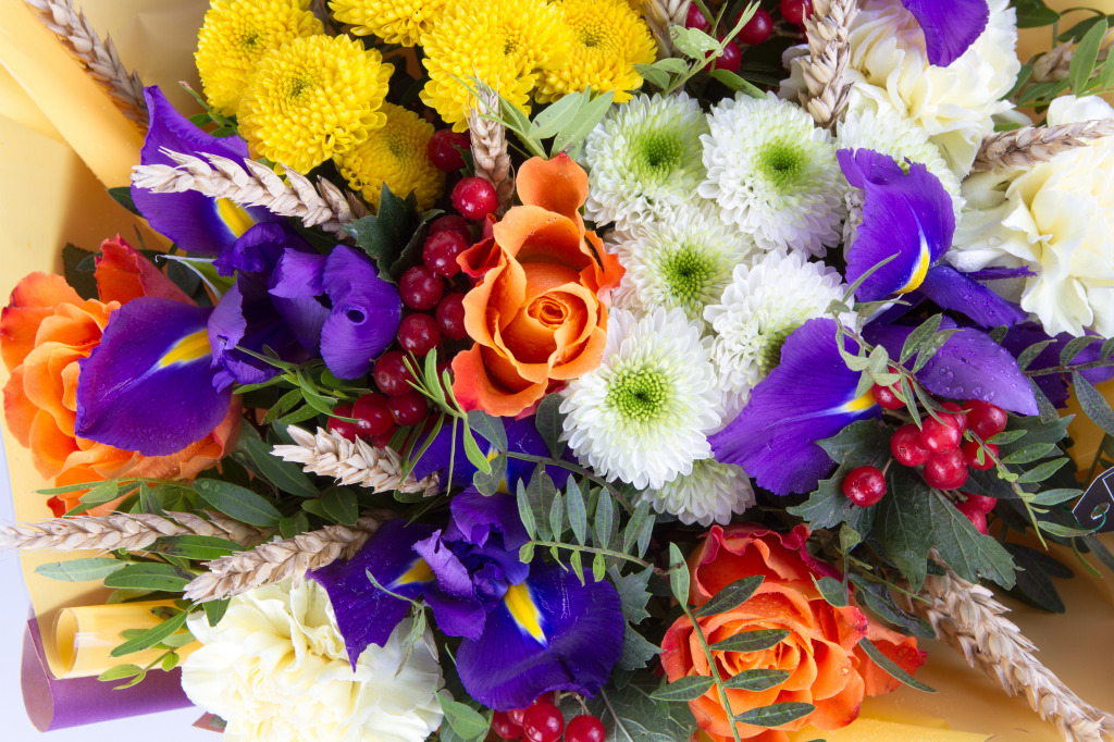 A Bouquet of Bright Flowers jigsaw puzzle in Flowers puzzles on TheJigsawPuzzles.com