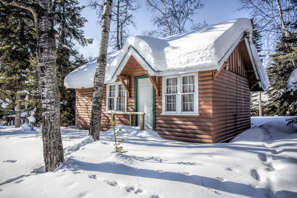 Snow Covered Log Cabin jigsaw puzzle in Puzzle of the Day puzzles on TheJigsawPuzzles.com