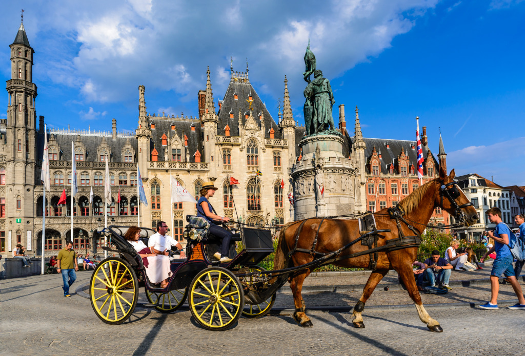 Grote Market Square, Bruges, Belgium jigsaw puzzle in Street View puzzles on TheJigsawPuzzles.com