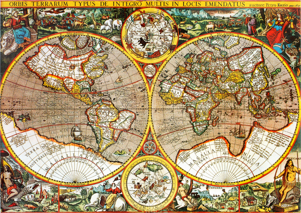 Antique 17th Century World Map jigsaw puzzle in Puzzle of the Day puzzles on TheJigsawPuzzles.com