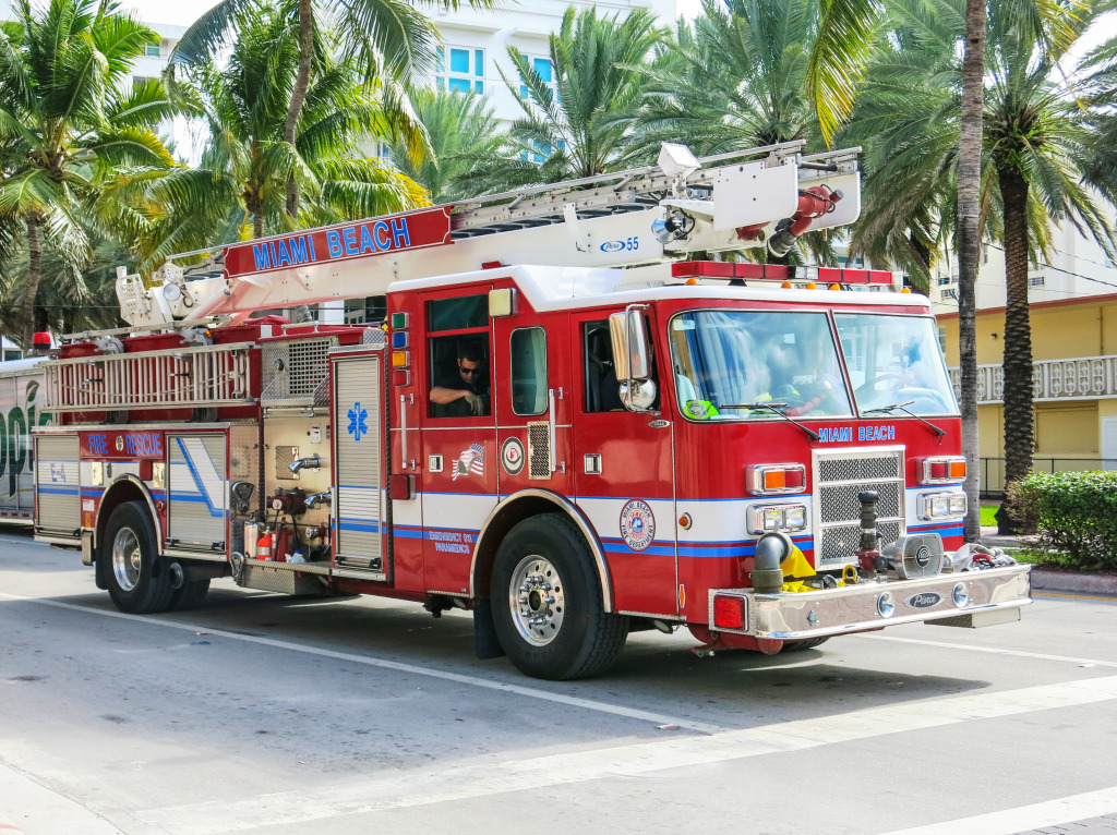 Fire Truck in Miami jigsaw puzzle in Cars & Bikes puzzles on TheJigsawPuzzles.com