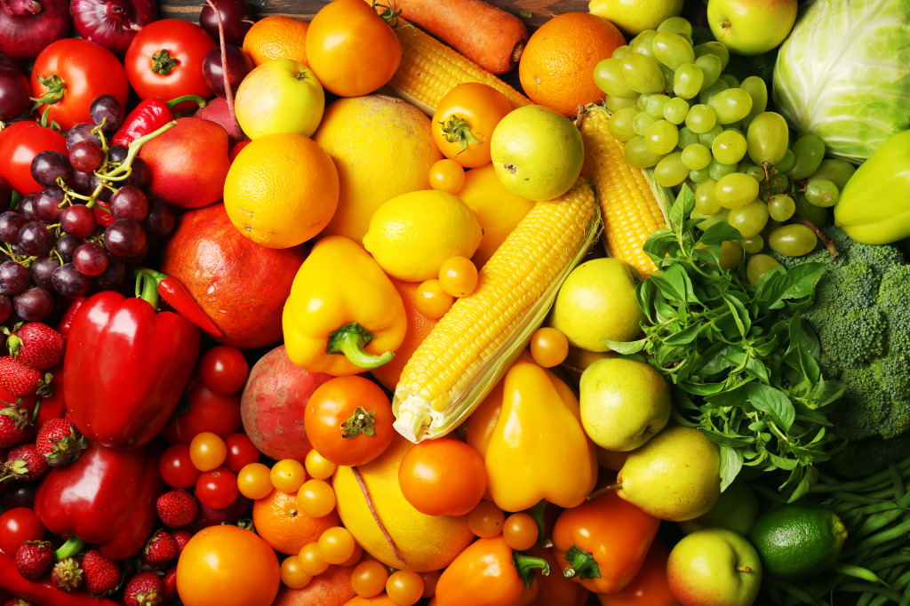 Colorful Fruits and Vegetables jigsaw puzzle in Fruits & Veggies puzzles on TheJigsawPuzzles.com