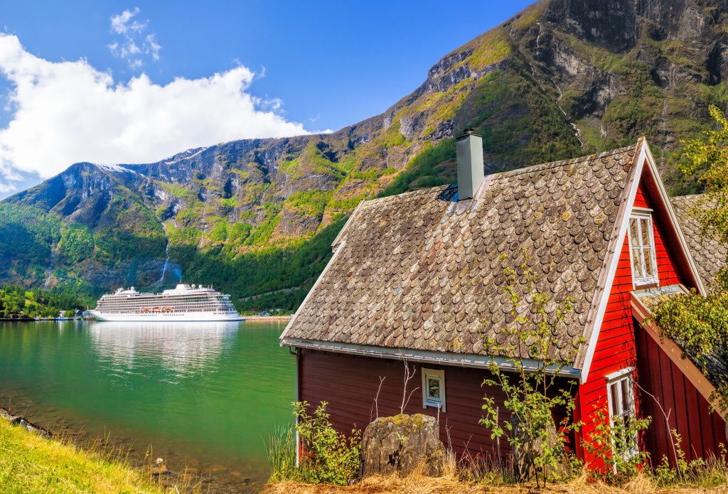Red Cottage in Flam, Norway jigsaw puzzle in Puzzle of the Day puzzles on TheJigsawPuzzles.com