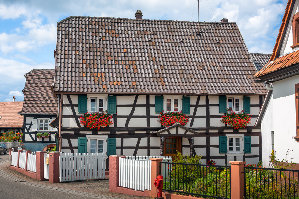 Half-Timbered Houses, Seebach, France jigsaw puzzle in Street View puzzles on TheJigsawPuzzles.com
