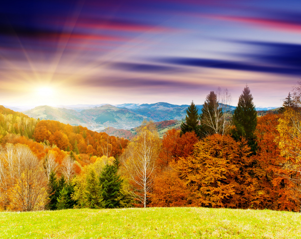 Sunset in the Mountains jigsaw puzzle in Great Sightings puzzles on TheJigsawPuzzles.com