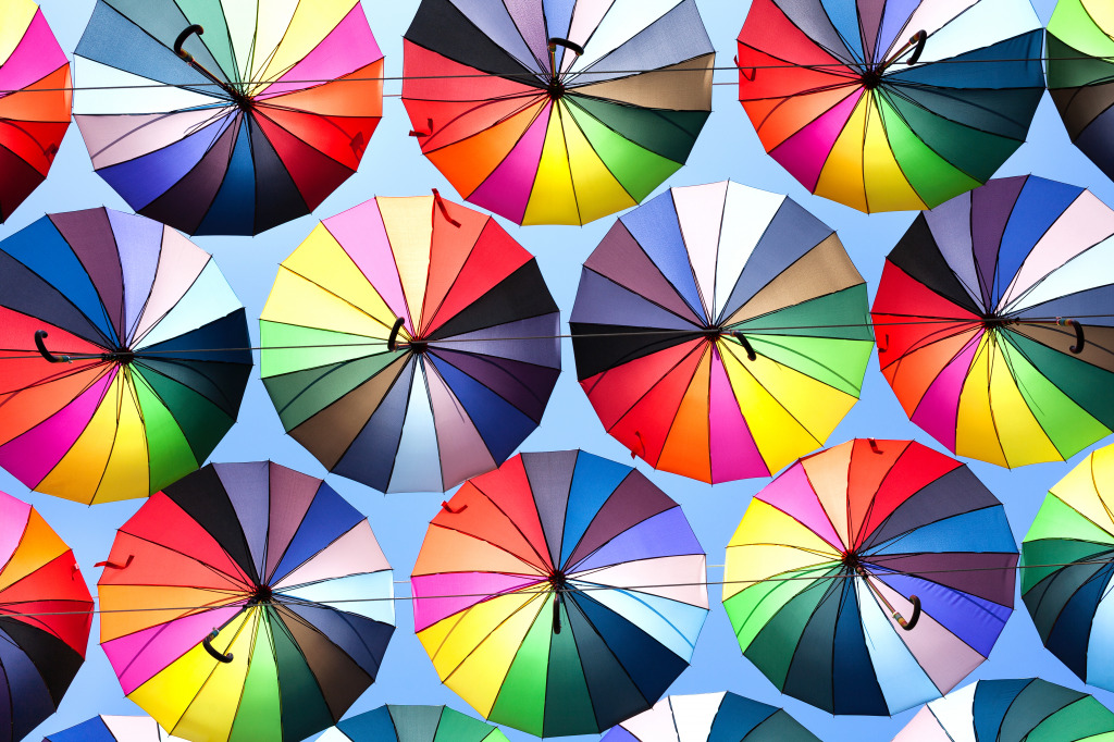 Colorful Umbrellas jigsaw puzzle in Puzzle of the Day puzzles on TheJigsawPuzzles.com